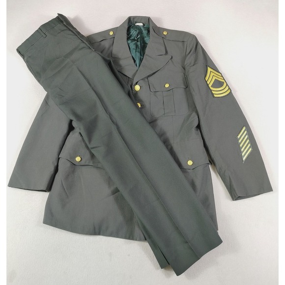 Vintage US Army Dress Uniform Suit Mens 40R 34x31 Green Class A 70s MSG Vintage US Army Dress Uniform Suit Mens 40R 34x31 Green Class A 70s MSG